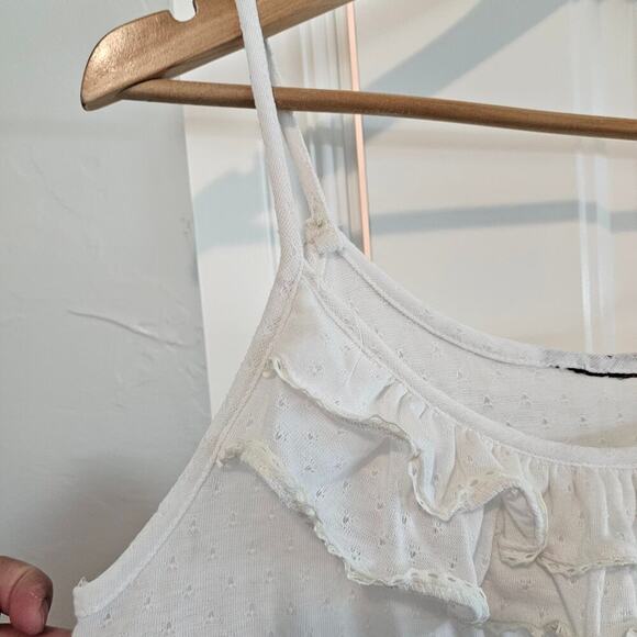 Vintage 80s Dress Womens Large White Ruffles Lace Boho Midi Cottage Festival - Picture 5 of 8